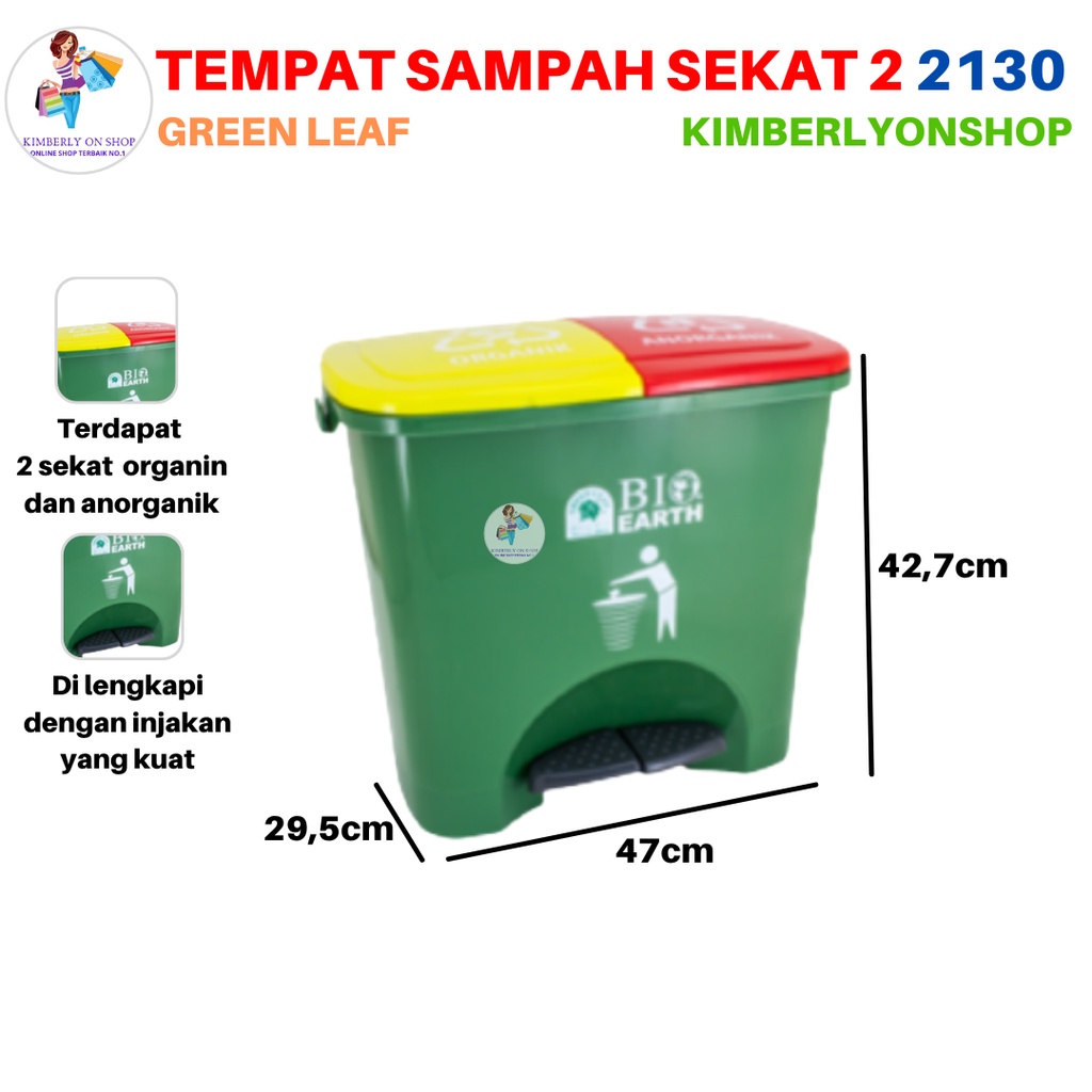 Tempat Sampah Injak 2 Sekat 2130 Green Leaf