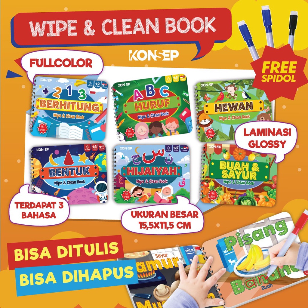 Konsep Wipeandclean Book / Buku Viral Anak / Terlengkap Mainan Anak