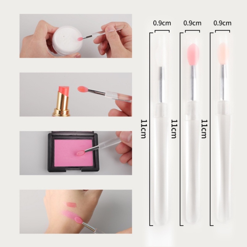 1 Pc Brush Makeup Bahan Silikon Transparan Multifungsi Dengan Tutup Untuk Eyeshadow