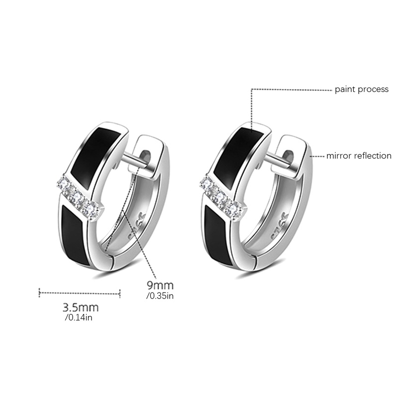 Anting Bulat Bahan Sterling Silver 925 Warna Hitam Untuk Wanita