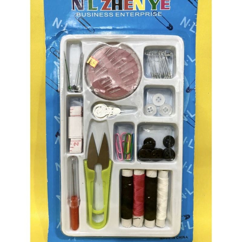 1 set alat jahit baju benang jarum pentul gunting kecil kancing / 1 set paket lengkap alat jahit