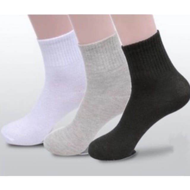 3 pasang kaos kaki olahraga pendek polos bahan katun PE sport socks