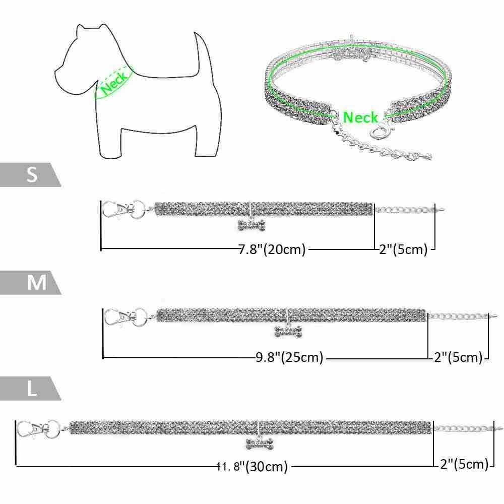 Solighter Anjing Berlian Imitasi Kerah Aksesoris Kucing Cat Perhiasan Adjustable Kristal Berlian Liontin