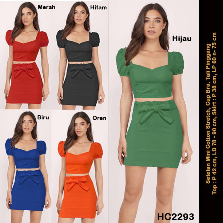 Setelan Mini, Cup Bra, Tali Pinggang, Katun Stretch HC2293