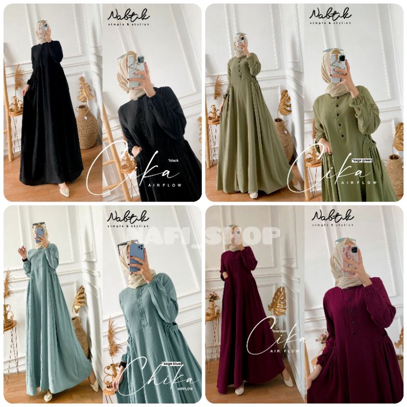 (Restok) CIKA CHIKA DRESS ORI NABTIK | Crinkle Airflow import