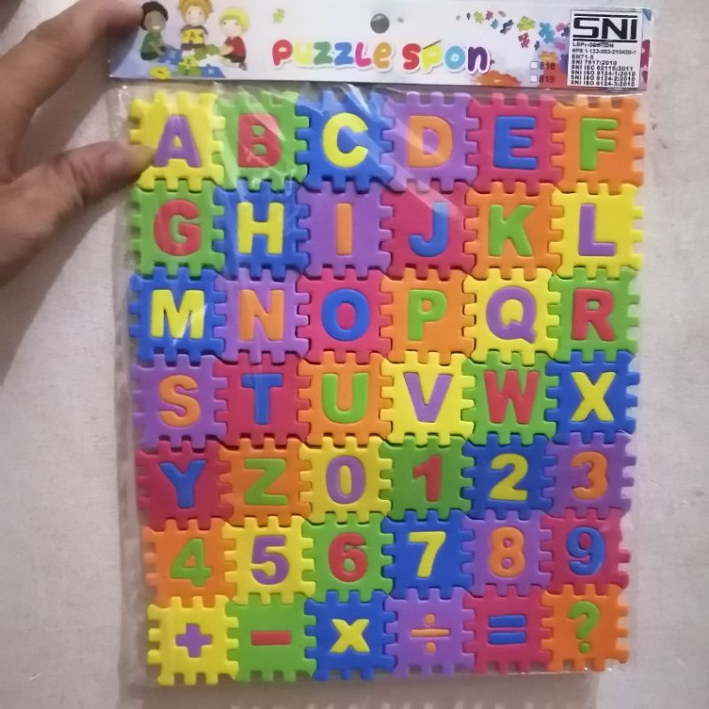 MAINAN EDUKASI ANAK PUZZLE SPON ANGKA HURUF