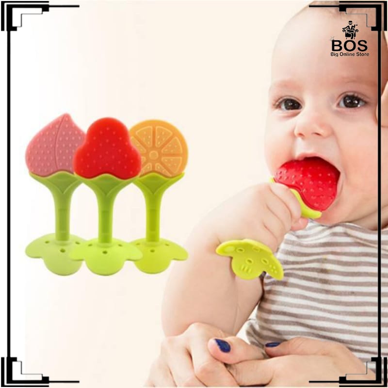 BOS Teether Bahan Silikon / Baby Fruit Teether Gigitan / Teether Gigitan Bentuk Buah Bahan BPA FREE