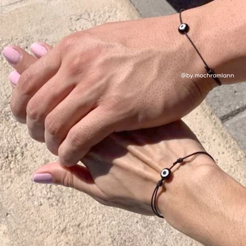 gelang manik mata hitam tali hitam anti air / gelang lucu / gelang persahabatan couple