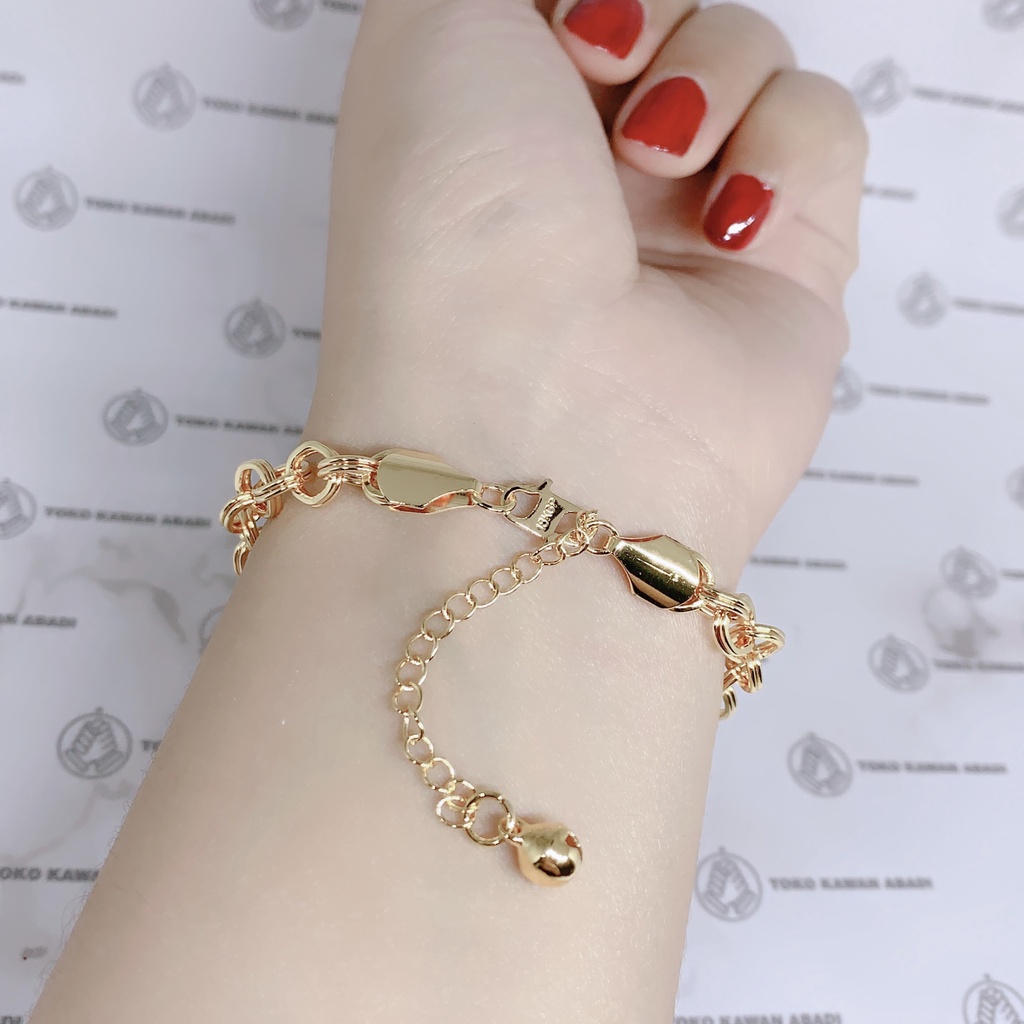 Xuping Gold Gelang Tangan Wanita Model Bangkok Berlapis Warna Emas 24K *68