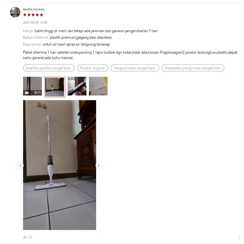 Deerma Spray Mop TB500 Alat Pel Lantai Penyemprot 1 kain pel