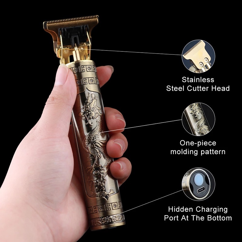 Alat Cukur Elektrik Hair Clipper Trimmer Model Dragon Vintage T9-6