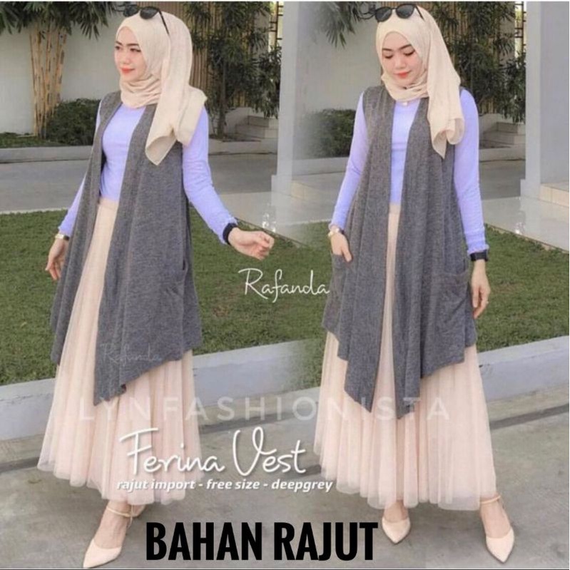 LYNFASHIONISTA-OUTER RAJUT WANITA/CARDI PANJANG MUSLIM/FERINA