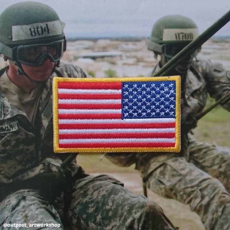 Patch US Flag Bendera Amerika Reverse Color Emblem