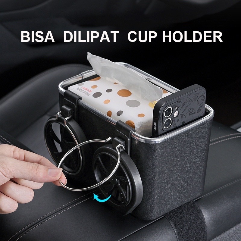 Kotak Tisu / Cup Holder / Handphone / Minuman Multifungsi Untuk Konsol Tengah Mobil PROMO SEN