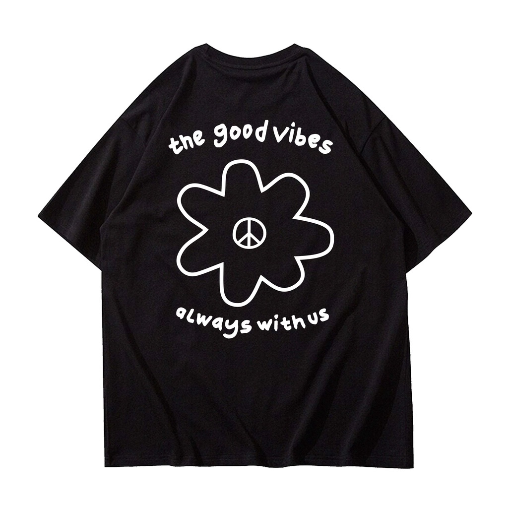 Fairgoods Kaos Oversize - Peace Flower - Hitam