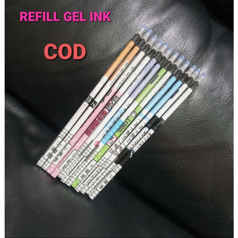 SPINNING PEN REFILL PEN GEL INK WARNA HITAM MOTIF LUCU