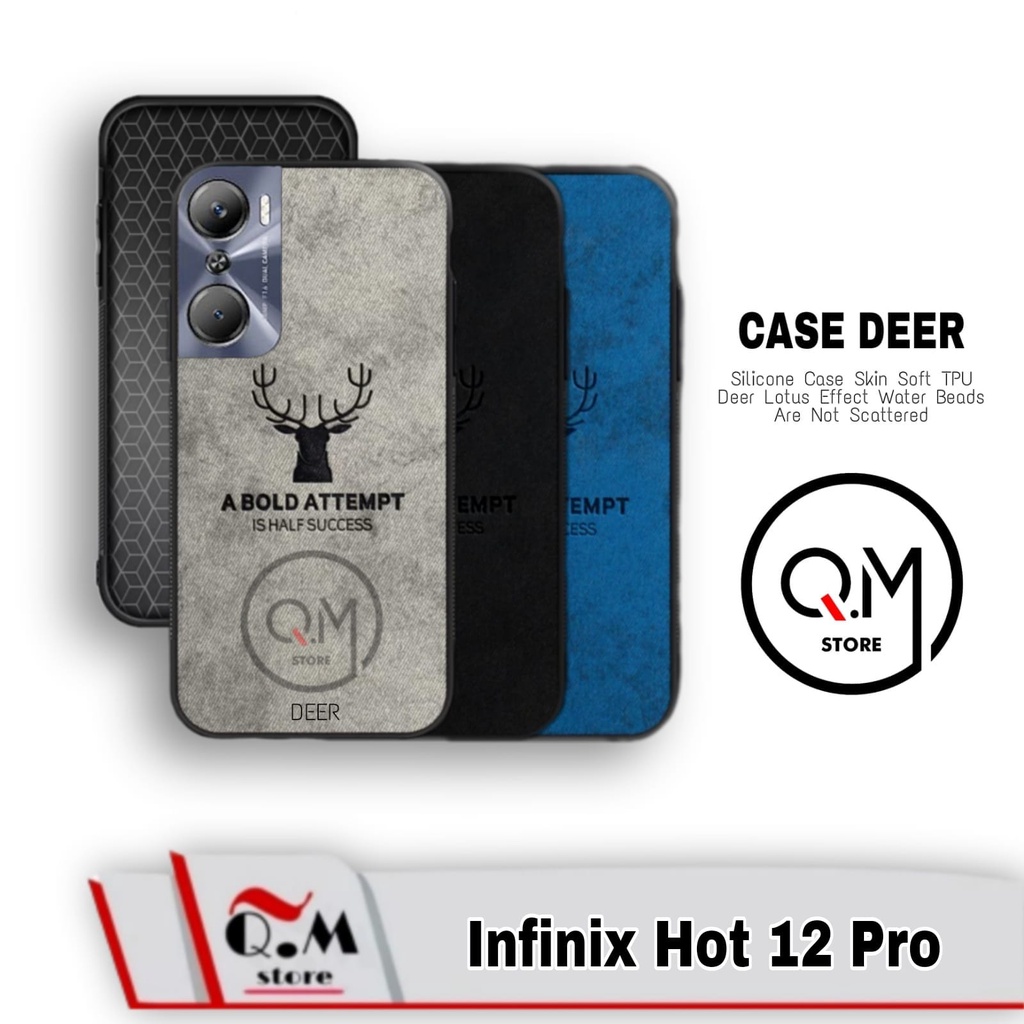 Case Infinix Hot 12 Pro Softcase Deer Pelindung Back Cover High Quality Bermotif Cloth Rusa Jens