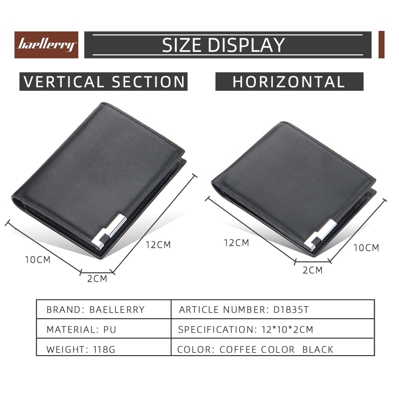 BAELLERRY D1835 Dompet Pria Bahan Kulit PU Leather Premium WATCHKITE WKOS