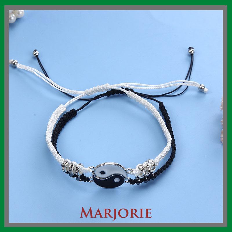 2pcs Gelang Magnet Couple Pasangan Bintang Heksagonal Yin Yang Tai Chi Dapat Disesuaikan Secara Manual /Couple Magnetic Attract Braided Gelang Aksesori-MJD