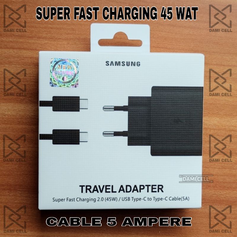 Charger Samsung S20 Ultra Original Super Fast Charging 45W Black Type-C to Type-C 5A