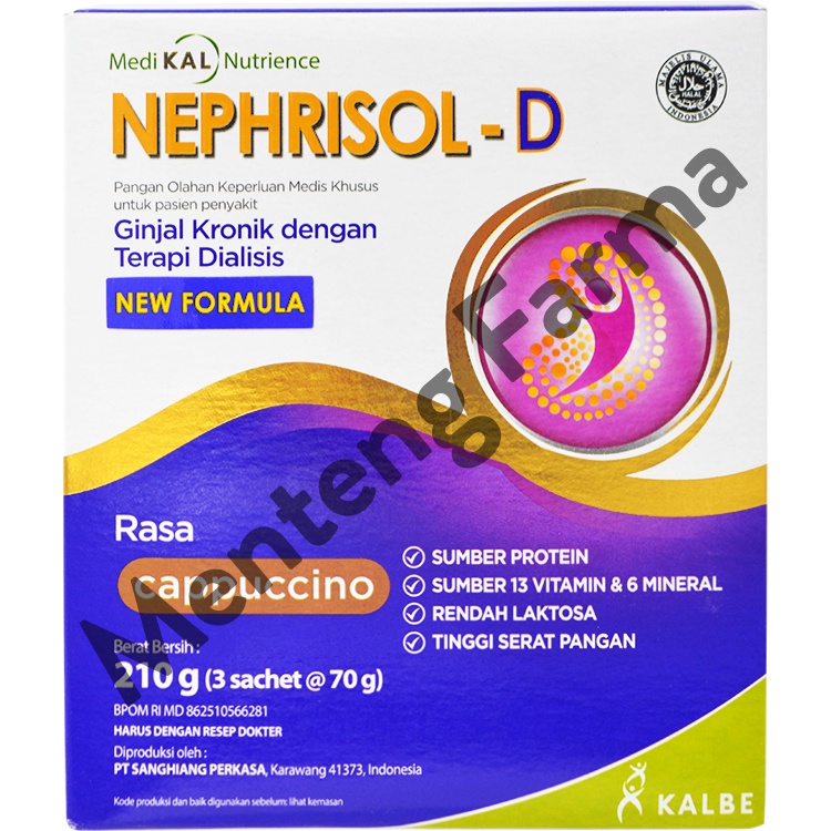 Nephrisol D Cappucino 210 Gram - Susu Tinggi Protein Khusus Pasien Ginjal Dialisis