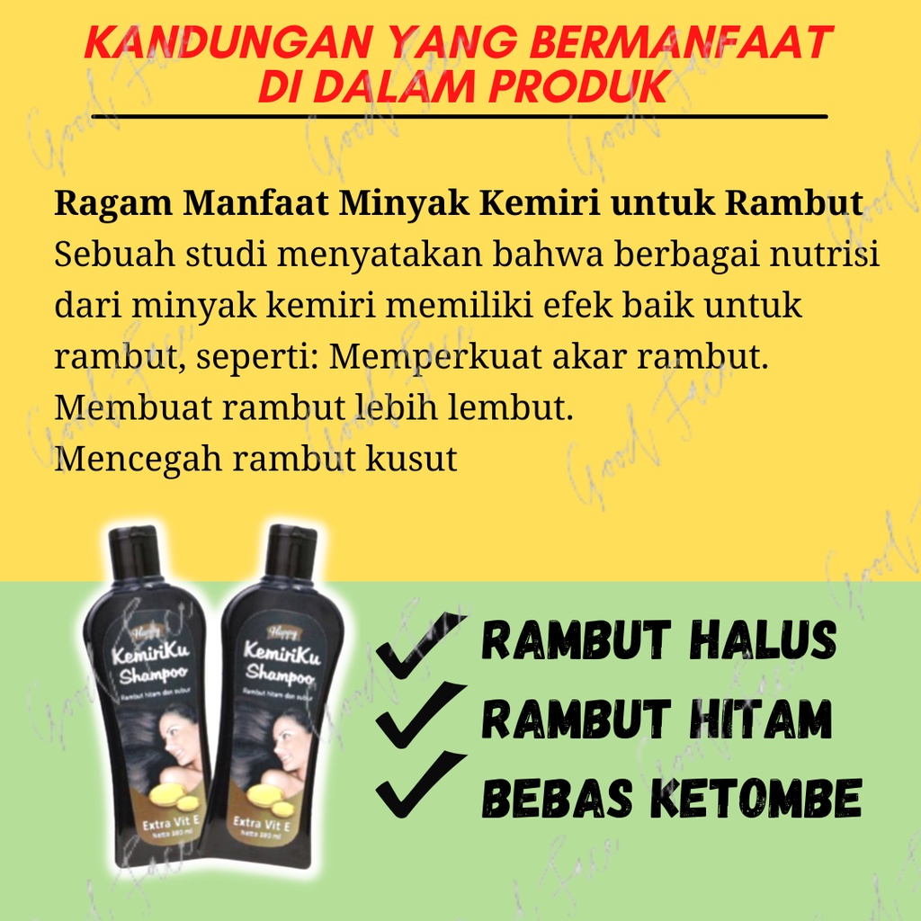 SHAMPO ANTI KETOMBE DAN RONTOK HAPPY SHAMPOO KEMIRIKU 100ML PERAWATAN RAMBUT PENGHILANG KETOMBE