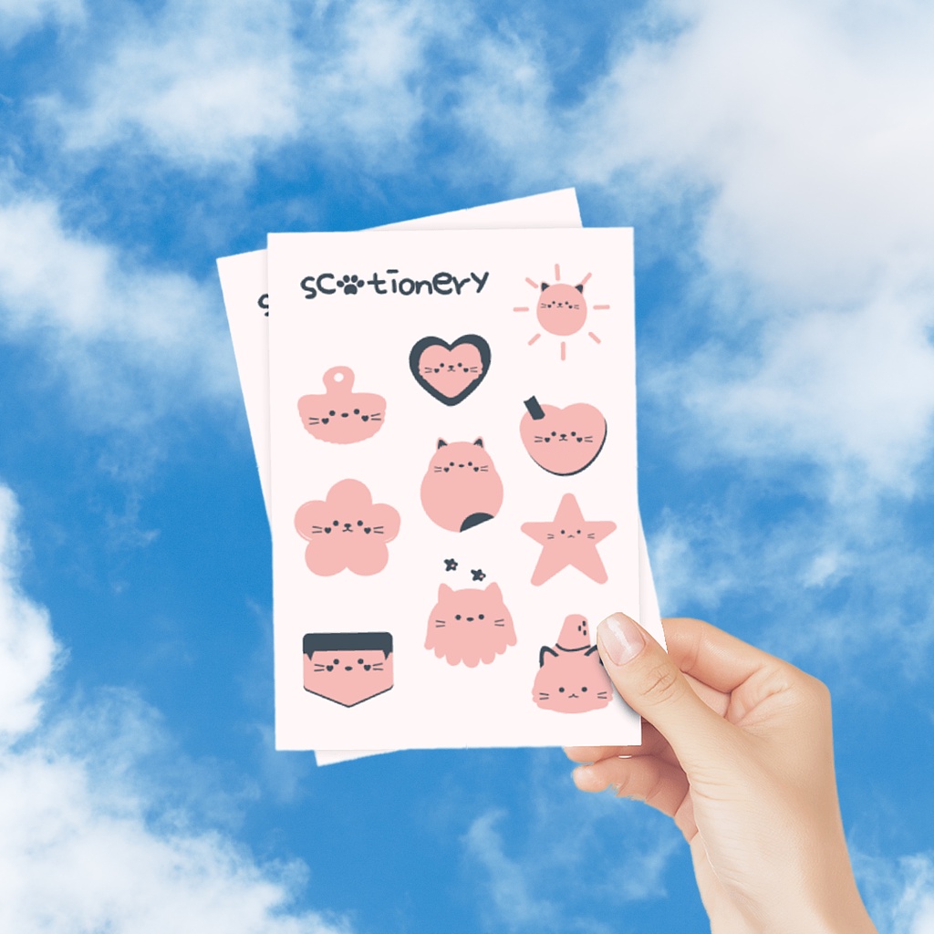 

Glossy Sticker - Set of 2 Stiker Vinyl Kucing Lucu Ukuran A5 (14.8 cm x 21 cm) untuk Scrapbook, Notebook, Laptop atau Smartphone