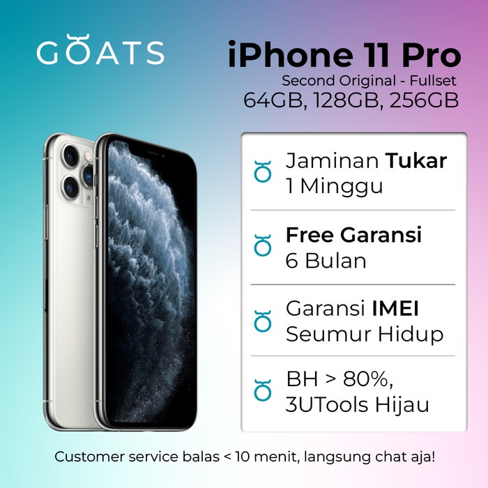 [ Hp / Handphone ] Iphone 11 Pro - Fullset Original Like New - Bekas - Garansi 6 Bulan Bekas /
