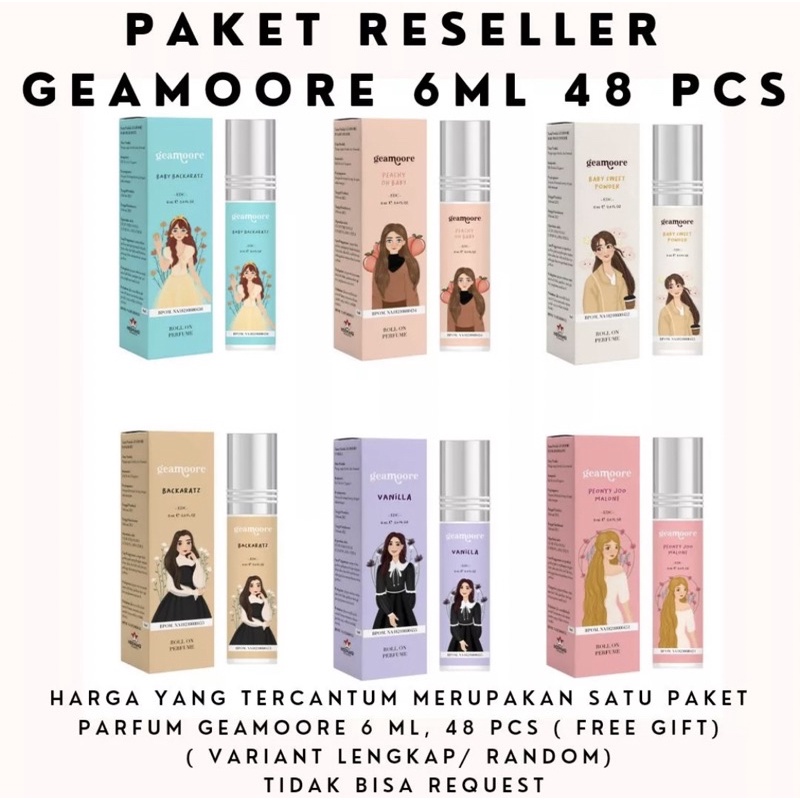 PAKET RESELLER 48 PCS ( HEMAT 62rb ) | PARFUM GEAMOORE 6 ML ROLL ON 48 PCS