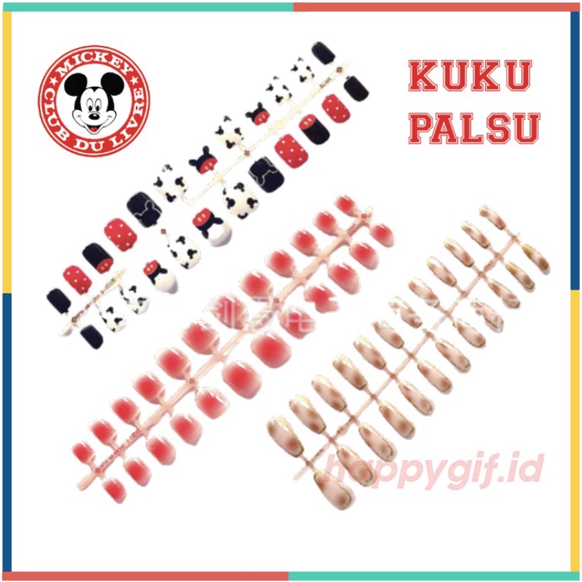 Mickey 24 Pcs Kuku Palsu Fake Nail Manicure Sticker KU031