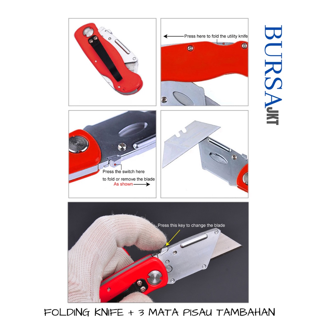 CUTTER LIPAT FOLDABLE CUTTER GYPSUM AKRILIK + TAMBAHAN MATA PISAU