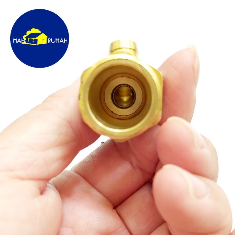 KRAN TAMAN Valve Bola Drat KUNINGAN Gagang Plat BESI Lapis Karet 1/2&quot; 3/4&quot; - ATS BBA8C