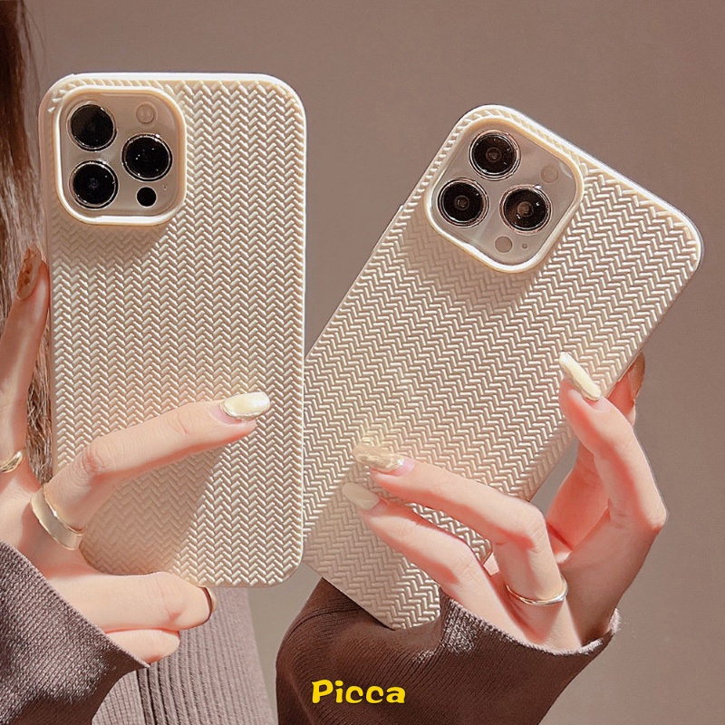 Soft Case Desain Sweater Rajut Simpel Untuk IPhone 11 Pro MAX 7 8 Plus XR 12 13 14 Pro MAX 7 Plus 8 Plus X XS MAX SE 2020