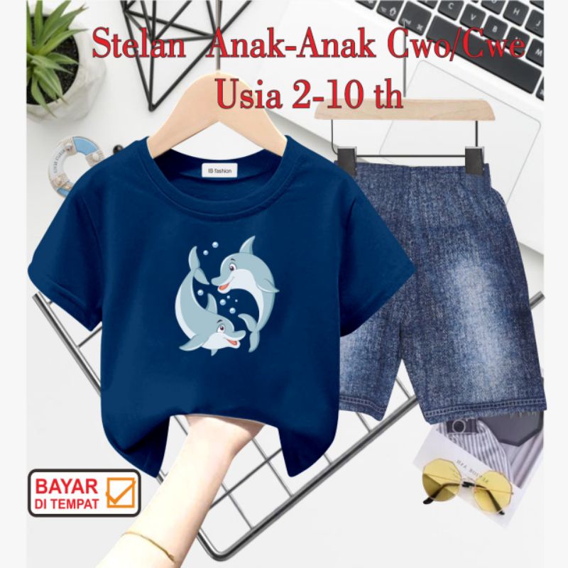 ((IB))SETELAN ANAK UNISEX SEMI JEANS/LUMBA2 DIGITAL SABLON