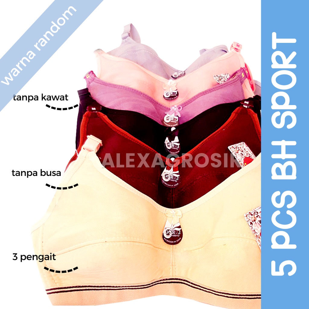 PAKET 5 PCS BH SPORT EVI - SPORT BRA EVI LUSINAN TANPA BUSA TANPA KAWAT