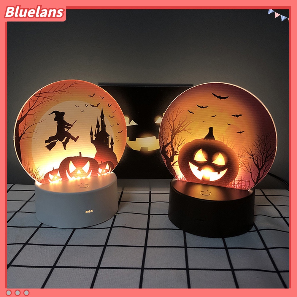 Lampu Malam LED Bentuk Labu Kelelawar Penyihir Untuk Ornamen Halloween