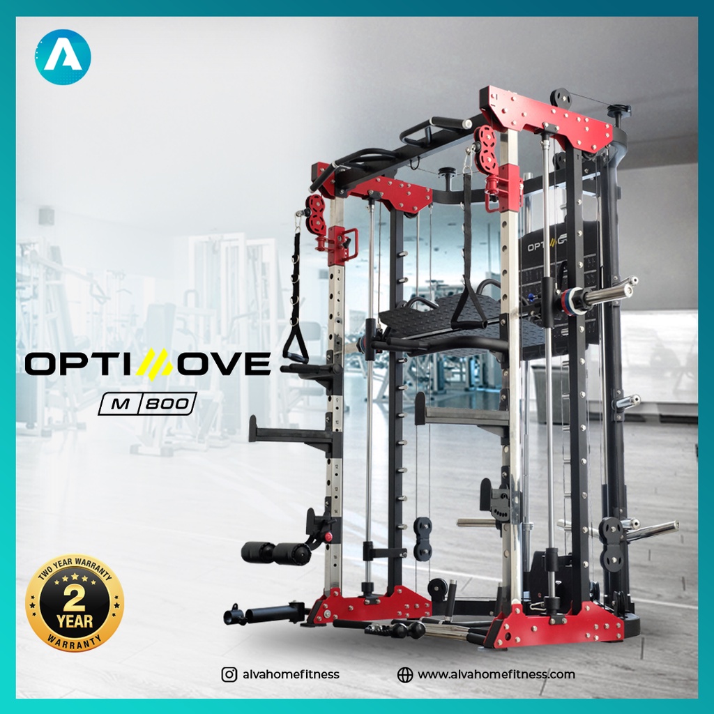 Optimove M-800 Cable Crossover Smith Machine Bench Press Squat Rack