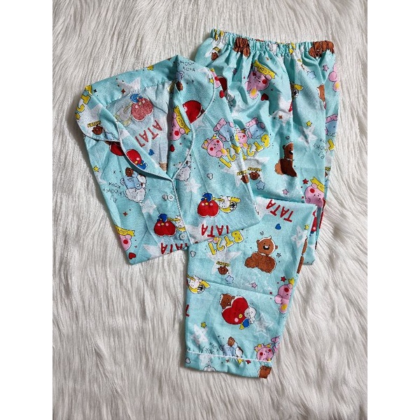 Baju Tidur Piyama Wanita/Cewek Pajamas Dewasa Motif Daun Kekinian Katun