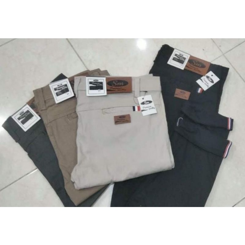Celana chinos panjang pria S M  Slimfit stret Melar Kwalitas Premium Dengan harga Terjangkau