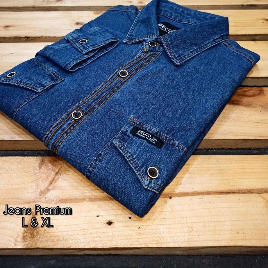 Terlaris Produk unggulan kemeja jeans pria lengan panjang kemeja Levis lengan panjang Baju kemeja le