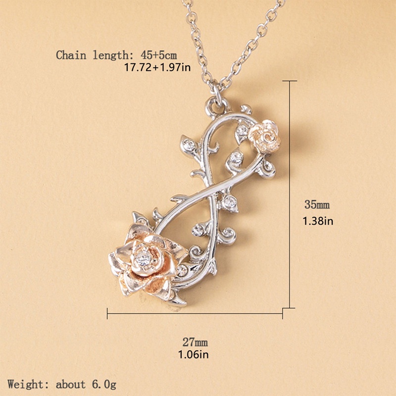 Fancyqube Kalung Rantai Liontin Bunga Mawar Aksen Zircon Untuk Perhiasan Wanita / Pernikahan / Pertunangan