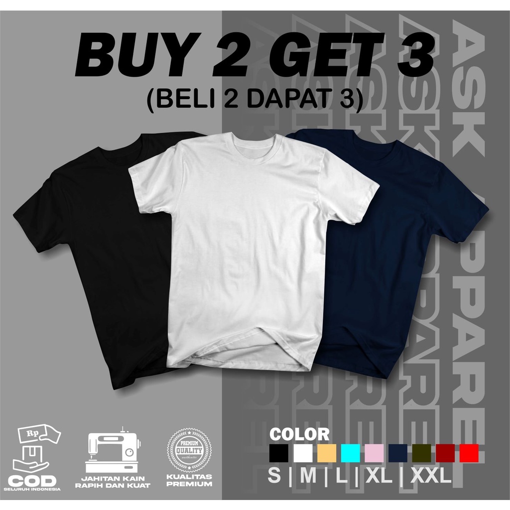 BELI 2 GRATIS 1 - T-Shirt Berbasic Premium Cotton Combed 30s Kaos Polos Lengan Pendek Pria Dan Wanita Unisex ask.apparel