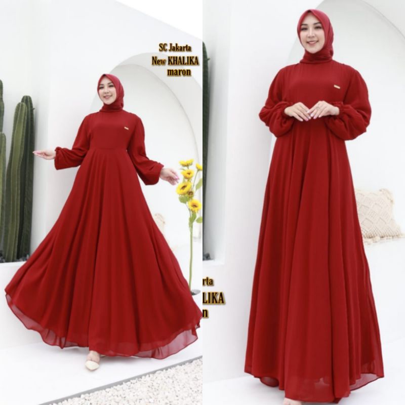 FASHION MUSLIM // GAMIS NEW KHALIKA // BAHAN CERUTY BABYDOLL FULL FURING // By Sinar Cahaya