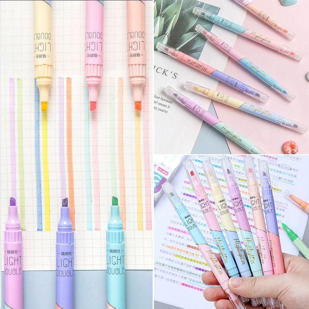 Preva 6PCS/Set Stabilo Pen Set Good-looking Perlengkapan Kantor Sekolah Menggambar Double Color Graffiti Alat Tulis Color Pen