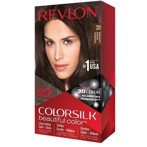 Hair Colorsilk 20 Brown Black Revlon box kemasan