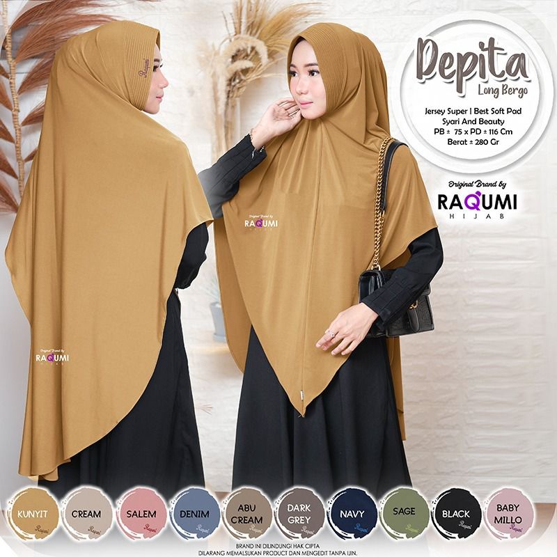 DEPITA ORIGINAL RAQUMI HIJAB | Jilbab Jersey Raqumi | Jilbab Jumbo Raqumi | Jilbab Syari Raqumi
