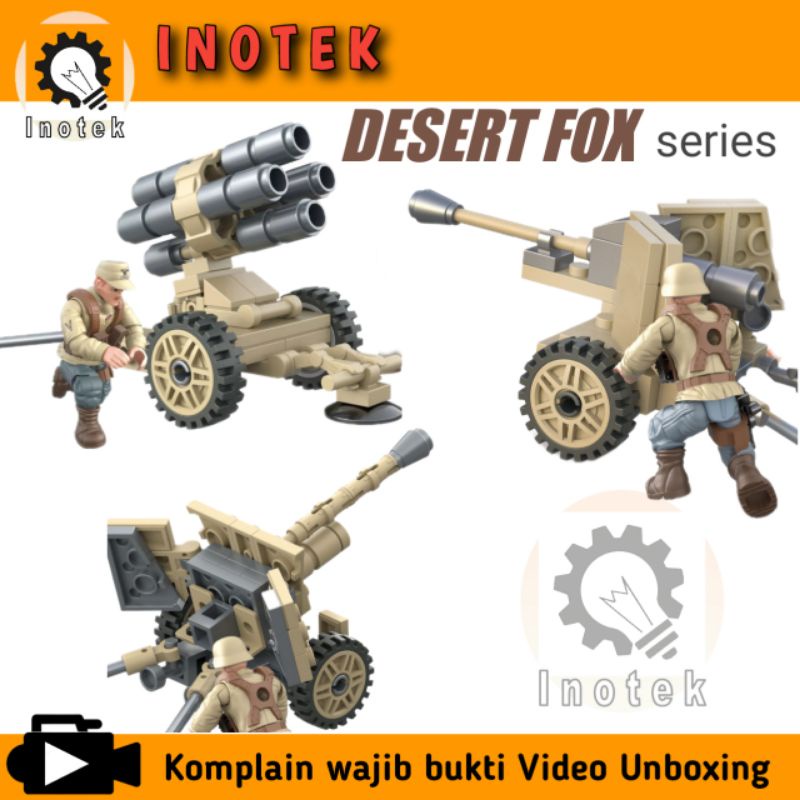 Building bricks 3D puzzle meriam peluncur roket anti tank pesawat desert fox series