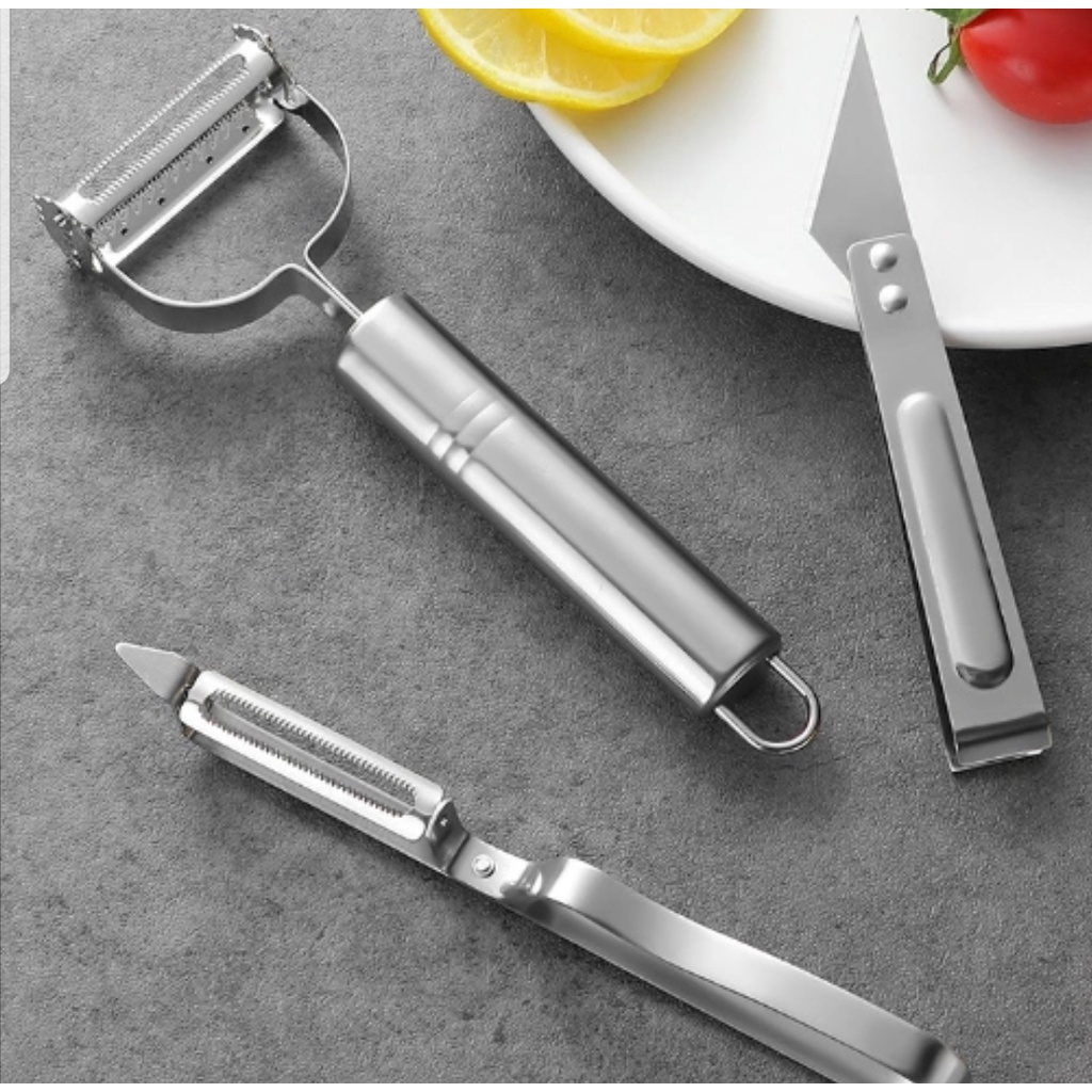 PISAU PENGUPAS KULIT BUAH 1 SET 3 IN 1 // PARUTAN SET STAINLESS - BD