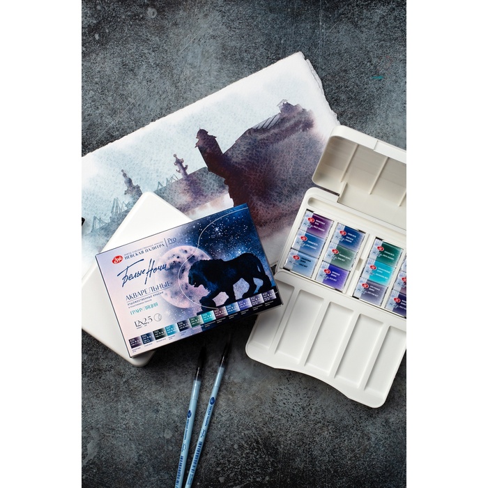 Alat Menggambar Cat Air Lukis Nevskaya Palitra Artists Watercolours White Night Granulating Set 12 Full Pans By Bali Artemedia