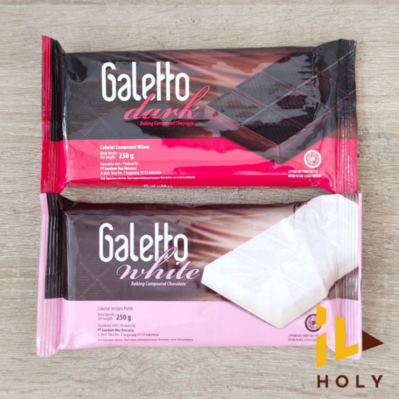 

Galetto Coklat Batang Dark & White 250gr / Coklat Batang Compound